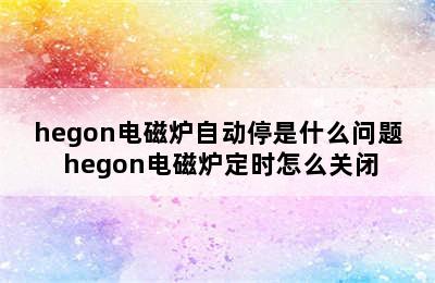 hegon电磁炉自动停是什么问题 hegon电磁炉定时怎么关闭